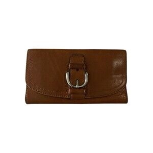 Coach Legacy Brown Leather Buckle Checkbook Wallet Organizer Clutch Pink